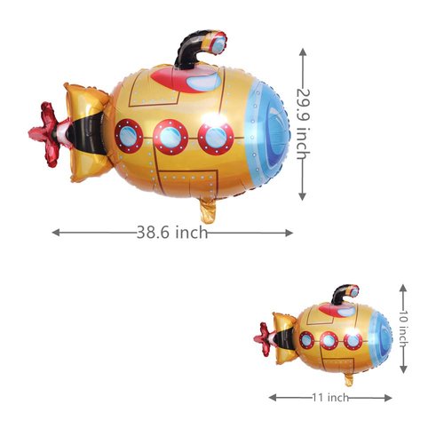 12 pcs 2 Size Submarine Balloons 4 pcs 38.6 inch Foil Balloons 8 pcs 11 Inch Mini Size Balloons for Baby Shower Birthday Party Theme Party
