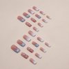 24 Pcs Spring French Tip Press on Nails Square Medium Fake Nails with Glue Glitter Love Heart False Nails Kit Full Nail Tips Reusable Stick on Nails Artificial Nails for Women Girls