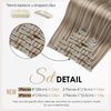 Full Shine Clip in Hair Extensions Ash Brown Highlights Platinum Blonde 14 Inch Full Head Clip in Hair Extensions 8Pcs/120G Pu Weft Real Human Hair Clip in Extensions Seamless Human Hair