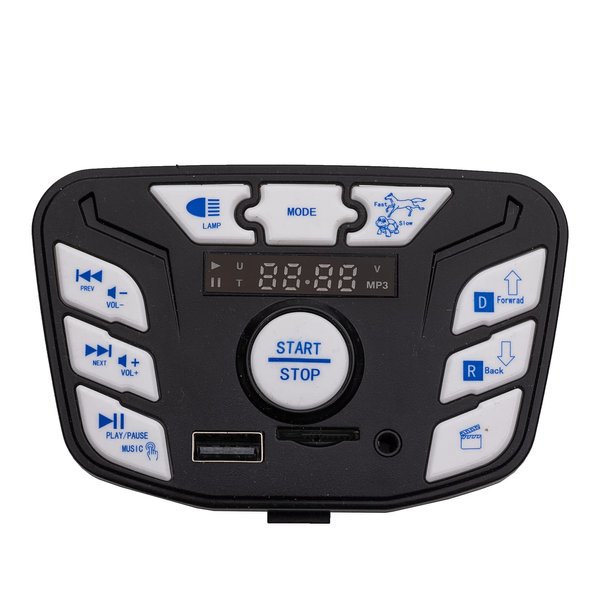 weelye JR1927M-Z Blue 24V Children's Electric Vehicle Power Supply Central Control Switch Multi-Function Bluetooth Connection Music Power Display Center Panel Electric Toy Car Replacement Parts