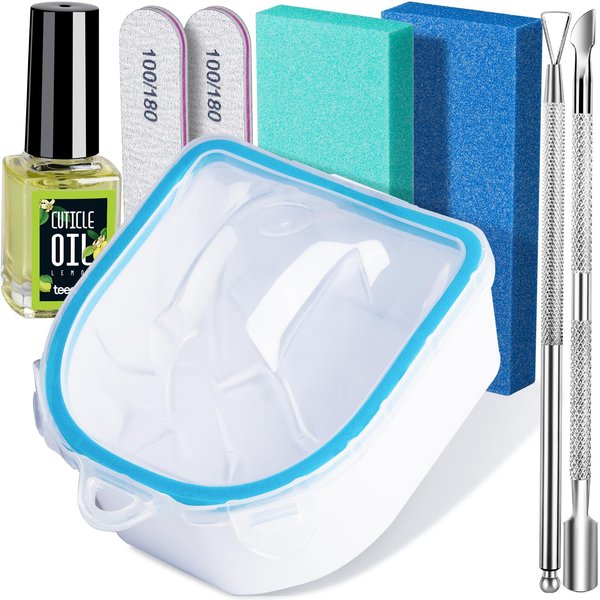 Teenitor Nail Soaking Bowl, Soak Off Bowl Nail Soaking Bowl Acetone Proof, Soak Off Gel Polish Remover Bowl, Manicure Bowl for Hand and Cuticle Peeler Scraper Cuticle Oil Nail File and Nail Buffer