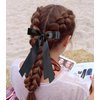 Silky Satin Ribbon Bow Hair Clips for Women Bowknot Hair Ponytail Holder Accessories for Women Girls Toddlers Teens Kids Party Wedding Prom Daily Outfits (Wine Red+Black)