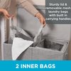 Double Laundry Hamper with Lid | Removable mesh bags | Dual Compartment Clothes Hamper | Grey
