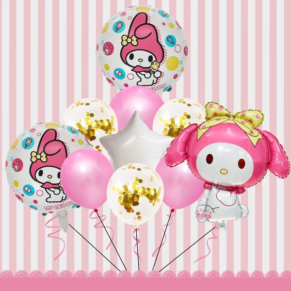 Anime Birthday Party Supplies 10Pcs Foil Balloons for Party Decorations for Girls Favors (light pink)