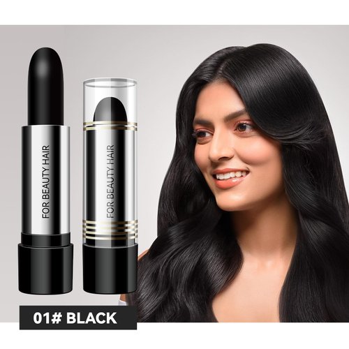BEUKING Disposable Hair Dye Pen, Black/Dark Brown/Coffee Hair Color Stick, Long Lasting Fast Staining Washable High Saturation Cover Hair DIY Hairstyle Hair Color Touch-Up Stick (01# Black)