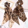 3 PCS Hair Scarf Scruncheis for Women- Hair Scarf with Bow Brown Hair Ties Leopard Ponytail Holders Hair Accessories for Girls Teens