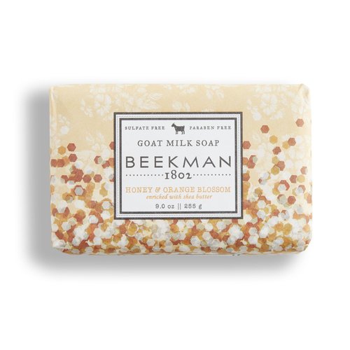 Beekman 1802 Goat Milk Body Soap Bar, Honey & Orange Blossom - Scented - 9 oz - Nourishes, Moisturizes & Hydrates - 100% Vegetable Soap with Lactic Acid - Good for Sensitive Skin - Cruelty Free