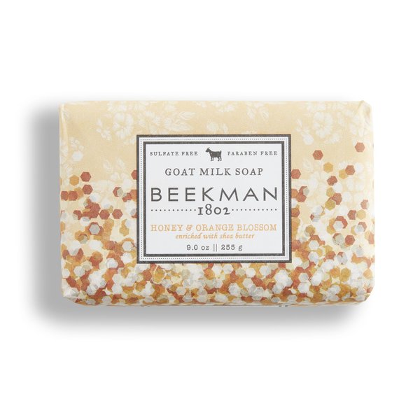 Beekman 1802 Goat Milk Body Soap Bar, Honey & Orange Blossom - Scented - 9 oz - Nourishes, Moisturizes & Hydrates - 100% Vegetable Soap with Lactic Acid - Good for Sensitive Skin - Cruelty Free
