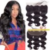 QTHAIR 12A Transparent HD Body Wave Human Hair Lace Frontal (18",13x4 Ear to Ear Lace Frontal,Natural Black)130-150% Density 100% Virgin Brazilian Body Wave Lace Frontal
