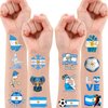 100 PCS Argentina Soccer Flag Temporary Tattoos Themed Birthday Party Decorations Supplies Decor Favors Football Blue Argentinian Tattoo Stickers Gifts For Game Boys Girls Class School Prizes Carnival