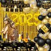 AIBIIN 90 Pcs Happy New Year 2025 Party Supplies Black Gold New Years Eve Decorations with Hats, Banner, Glasses, Blowout, Balloons, Tablecloth 2025 New Year NYE Party Decoration Supplies