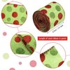Tatuo 2 Rolls Christmas Wired Ribbon Christmas Glitter Burlap Ribbon Green Red Polka Dot Ribbon Christmas Tree Decoration DIY Craft Bows Wreath(Green Base, 2.5 Inch x 216 Inch Per Roll)