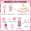 Pink Birthday Party Decoration Set - Balloon Arch Kit with "Happy Birthday" Banner, Cake Topper, Tassels, Confetti Balloons, and Ribbons - Perfect for Girl's Birthday Party and Baby Shower
