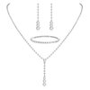 THUNARAZ Sparkled Jewelry Set for Women Silver Rhinestone Necklace Teardrop Dangle Earrings Bracelet for Bride Bridesmaid Crystal Bridal Prom Costume Jewelry Accessories for Wedding Party