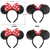 UNSPAZ Mouse Ears Headbands, 2 PCS Classic Mouse Ears for Women Girls, Red Bow Headbands for Cosplay Accessories Party Decorations (Red)