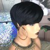 HOTKIS Pixie Cut Wig Human Hair Short Human Hair Wigs for Black Women Blunt Cuts Straight Pixie Wigs Human Hair Short Cut Wigs with Neat Bangs