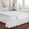 EASY FIT Pom Pom Elastic Wrap Around Bed Skirt, Easy On/Off Dust Ruffle (18 Inch Drop), Queen/King, White