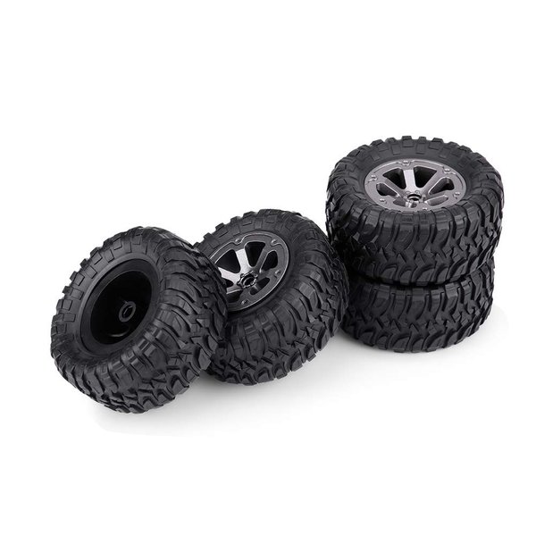 1:16 Remote Control Militaty Car Part,4PCS/Set RC Crawler Tires, RC Rubber Tyres, RC Accessory, RC Crawler Truck Off Roader Rubber Tires and Rim, Compatible with 1/16 Crawler, Crawler Tires RC Cr