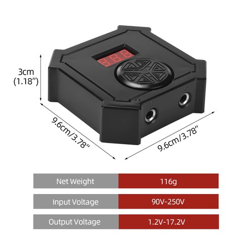 ATOMUS Tattoo Power Supply Foot Pedal Switch Kit with Clip Cord Dual Digital LED Display Power Supply for Tattoo Liner and Shader (Power supply + pedal switch + clip cord)