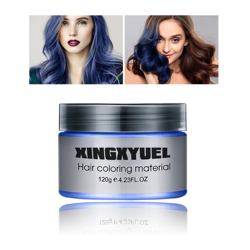 Blue Hair Dye Wax Color,Temporary Hair Color, Natural Hair Color Wax, 24 Hours Long Lasting Effect, Washable Clean, Color Hair Wax Suitable for Daily Parties, Cosplay, Halloween