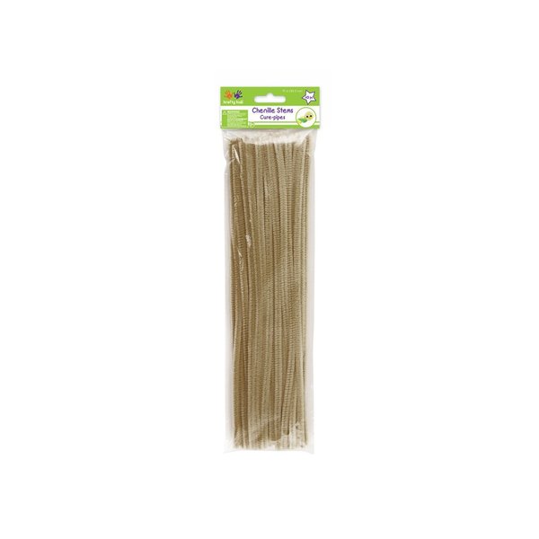 Krafty Kids GC024A 40 Piece Chenille Stems Pipe Cleaners, 6mm by 12", Beige