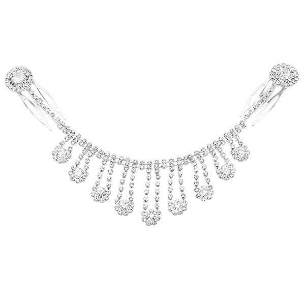 Rosemarie & Jubalee Women's Dangling Flower Design Draping Crystal Rhinestone Tikka Hair Comb Circlete Diadem Head Chain Crown Tiara