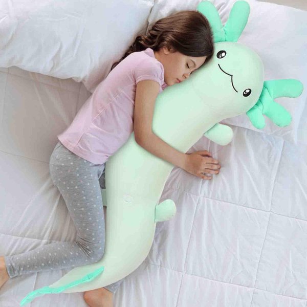 MaoGoLan Giant Axolotl Plush Stuffed Animal,Big Axolotl Plush Pillow Toy,Jumbo Stuffed Axolotl Body Pillow for Kids Adults,Axolotl Plush Glow in The Dark,Holiday Birthday Green