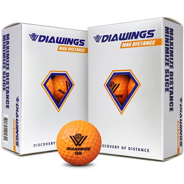 Diawings Max Distance Golf Balls for Maximum Distance, Anti Slice, Low Spin, Straight Shots | Half Dozen X 2, 12 Balls | White, Pink, Orange, Yellow (Orange)