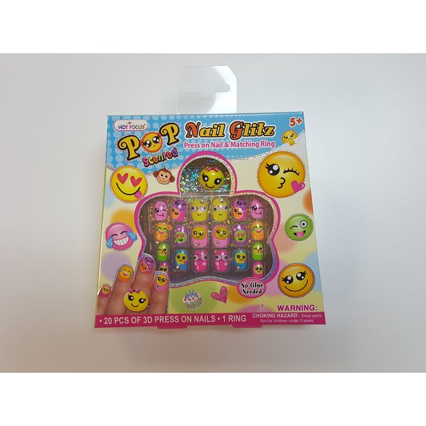 Hot Focus Emoji POP Nail Glitz with Matching Ring Toy