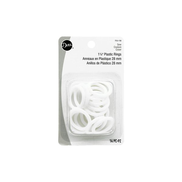 Dritz 713-118 Plastic Rings, 1-1/8-Inch, White, 14 Count