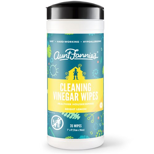 Aunt Fannie's Natural Cleaning Vinegar Wipes, Multipurpose Surface Cleaner, Bright Lemon Scent, 35 Count (Pack of 1), Packaging May Vary