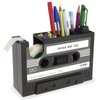 Cassette Tape Dispenser Pen Holder Vase Pencil Pot Stationery Desk Tidy Container Office Stationery Supplier Gift (Black)