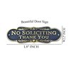 Brass Finish No Soliciting Thank You Sign 8" - Solid Brass Finish Wall Plaque - No Soliciting Thank You
