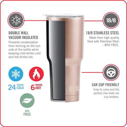 BUILT 30 Ounce Double Walled Stainless Steel Tumbler Rose Gold 5193238