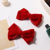Red Velvet Ribbon Hair Bow Clips 4" Christmas Valentines New Year Gift Fall Alligator Barrettes Hair Pins Party Dress outfit Decor Accessory for Teen Toddler Girls Kids Women