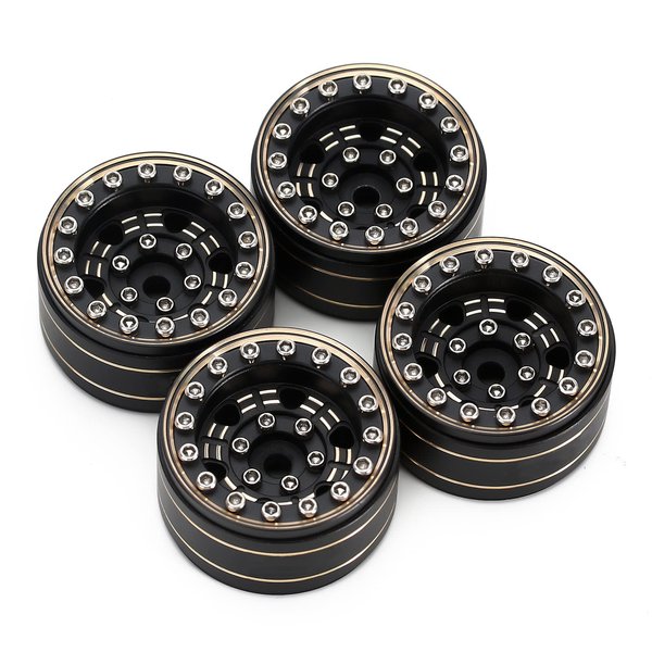 KingVal Replacement 4PCS Brass 1.0" Beadlock Wheel Rims Tyre Rim Offset -3.15mm Wheel Hub 7mm Compatible with Axial SCX24 RC Crawler Car