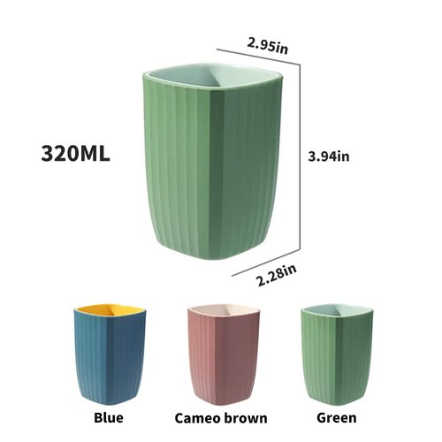 Cawein Tumbler Cup Toothbrush Cup 300ml, Unforgettable Bathroom Toothbrush Holder Mouthwash Cup, Toothbrush Storage Box, Eco-Friendly Plastic Drink Cup, 3PCS (3 Colors) (Blue & Fuchsia & Green)