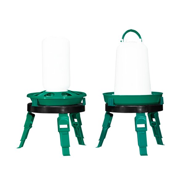 RentACoop 1 Liter Chick Feeder and 1.5 Liter Chick Drinker Set with Two (2) Poultry Platform Adjustable Stands