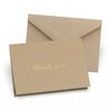 Hortense B. Hewitt 50-Count Kraft Natural and Gold Thank You Note Cards, 4.8 x 3.3-Inches