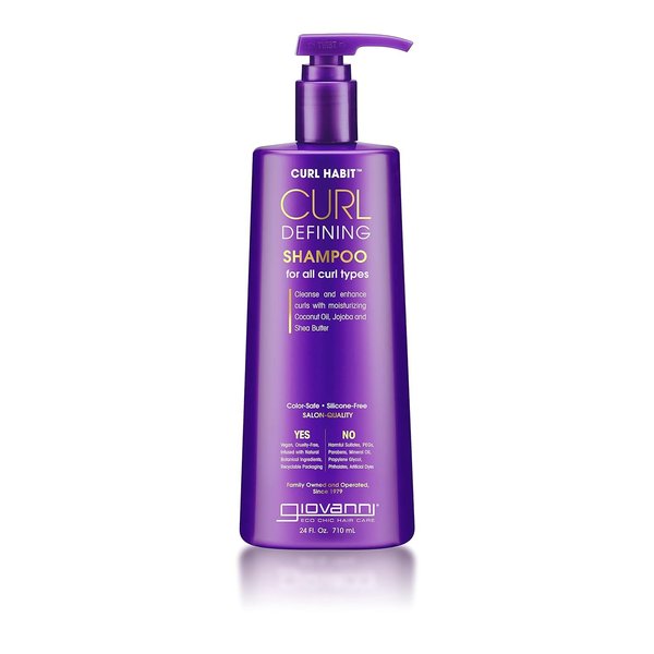 GIOVANNI Curl Habit Curl Defining Shampoo - For All Curl Types, Cleanse & Enhance Curls with Moisturizing Coconut Oil, Jojoba and Shea Butter Vegan, Cruelty-Free, Silicone Free Shampoo - 24 oz