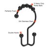 Shower Curtain Hooks, Goowin Shower Curtain Rings, Stainless Steel Black Shower Curtain Hooks, Shower Curtain Rings Rust Proof, Free Sliding Double Shower Hooks for Shower Curtain & Liners (Black)