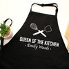 Custom Apron for Women and Mom, Cooking Apron with Custom Name, Women Kitchen Gifts for Mother and Grandma, Birthday, Thanksgiving, Mothers Day from Husban Daughter Son Sister, Personalized Mom Gifts