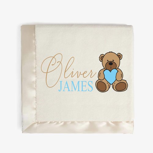 Personalized Baby Blanket for Girls - Customized Toddler Blanket for Boys - Newborn or Infant Gifts with Name - Custom Babys Gift - ECO Friendly Inks - Newborn Essentials (Blue)