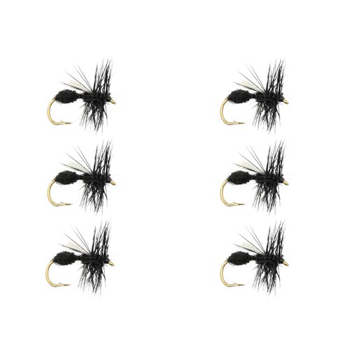 Wild Water Fly Fishing Black Winged Ant Dry Flies, Size 12, Qty. 6 for Trout, Panfish and Other Lake & River Fish