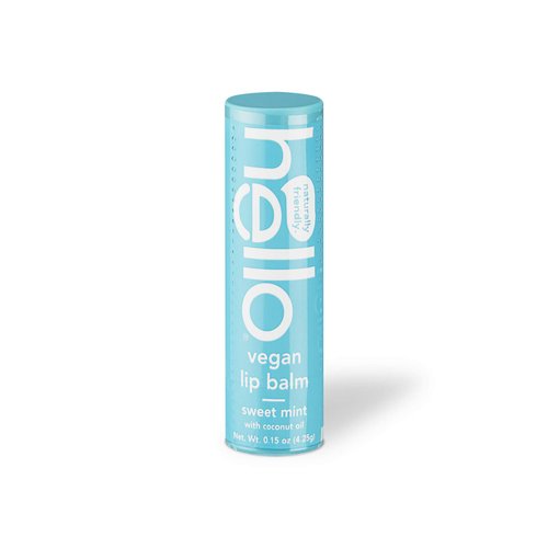 Hello Moisturizing Vegan Lip Balm, Sweet Mint, Beeswax & Petrolatum Free, Paraben Free, 0.15 Ounce (Pack of 4)