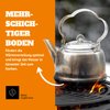 Petromax Stainless Steel Teakettle for Indoor/Outdoor Use Over an Open Campfire or in Your Kitchen, Holds Up to 1.6 Qt