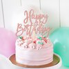 1 PCS Happy Birthday Cake Topper Glitter Happy Birthday Cake Pick for Celebrating Happy Birthday Anniversary Theme Party Cake Decorations Supplies Rose Gold