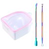 Nail Soaking Bowl, 1PCS Soak Off Gel Polish Dip Powder Remover Manicure Bowl for Hand with Stainless Steel Cuticle Peeler, Cuticle Pusher, Acetone for Acrylic Nail Supplies (Nail Polish Removers Kit1)