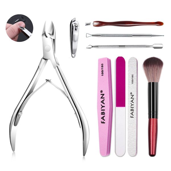 Hohotti Cuticle Trimmer Professional Cuticle Remover Nail File Buffer Metal Pusher Scraper Nails Nippers Manicure Kit Women Fingernail Care Tool Set
