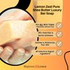 Majestic Lather Lemon Luxury Handmade Bar Soap for Face & Body - Gentle Cleansing & Exfoliating. Moisturizing & Nourishing - Shea Butter & Natural Oils. Cold Process. For All Skin Types
